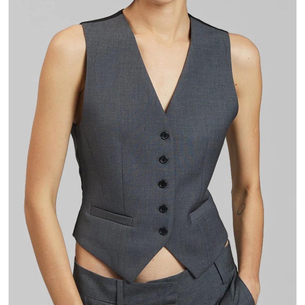 The Frankie Shop Gelso Waistcoat in Dark Grey Melange